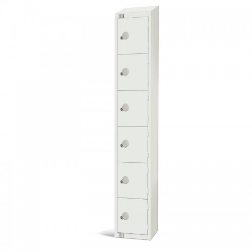 Elite Lockers Elite Six Door Locker White Camlock 450mm with Slo