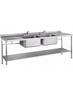 Parry Healthcare HC-SINK1860DBDD 1800mm Double Bowl Sink With Do