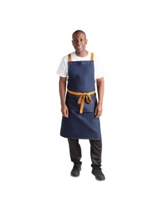 Southside X-Cross Back Apron Denim Blue Tan Ties