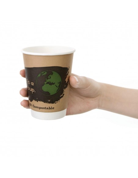 Fiesta Green Compostable Hot Cups Double Wall 355ml / 12oz x 500
