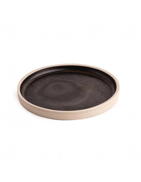 Olympia Canvas Flat Round Plate Delhi Black 180mm