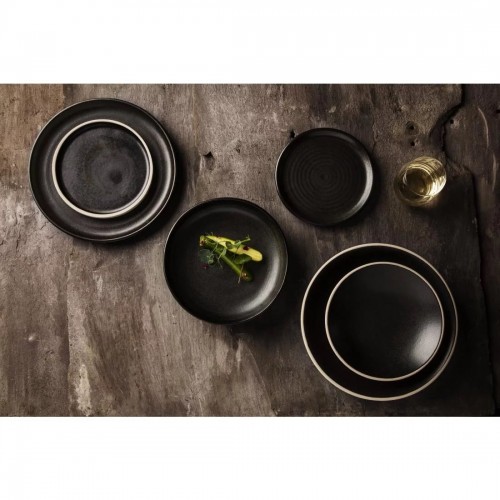 Olympia Canvas Flat Round Plate Delhi Black 180mm