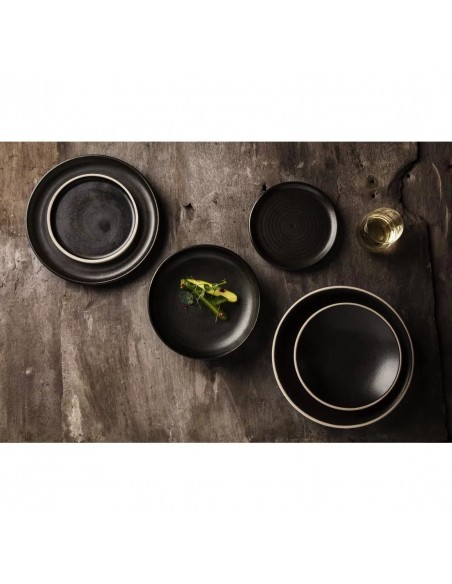 Olympia Canvas Flat Round Plate Delhi Black 180mm