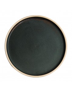 Olympia Canvas Flat Round Plate Green Verdigris 250mm