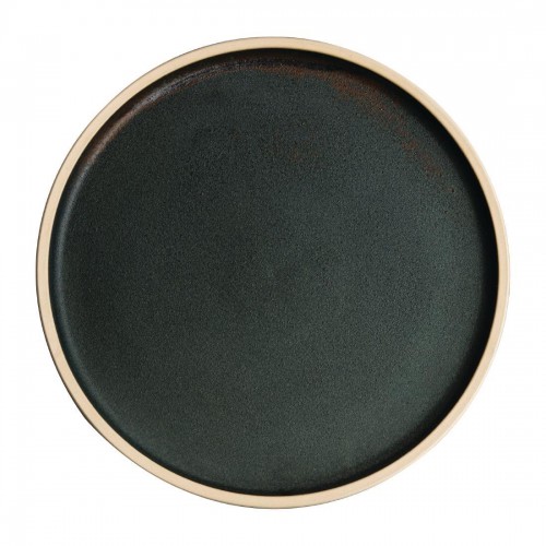 Olympia Canvas Flat Round Plate Green Verdigris 250mm