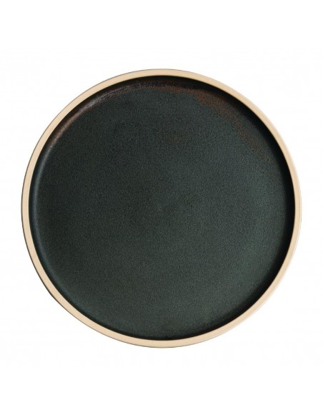 Olympia Canvas Flat Round Plate Green Verdigris 250mm