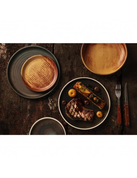 Olympia Canvas Flat Round Plate Green Verdigris 250mm