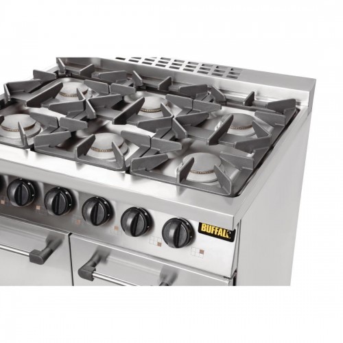 Buffalo 6 Burner Gas Oven Range with Castors