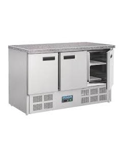 Polar 3 Door Refrigerated Counter with Marble Work Top 368Ltr