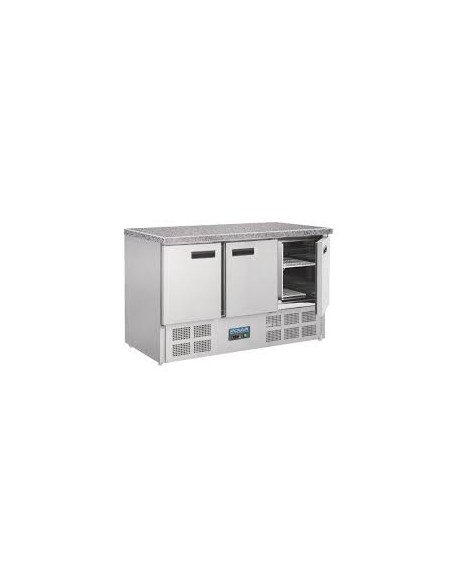 Polar 3 Door Refrigerated Counter with Marble Work Top 368Ltr