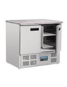 Polar Double Door Refrigerated Counter with Marble Work Top 240Ltr