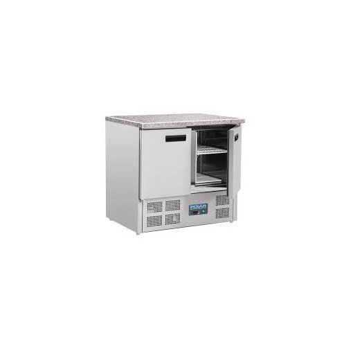 Polar Double Door Refrigerated Counter with Marble Work Top 240Ltr