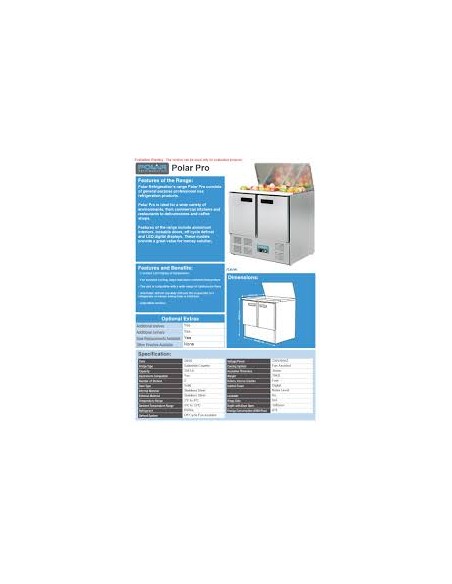 Polar Refrigerated Saladette Counter 240Ltr