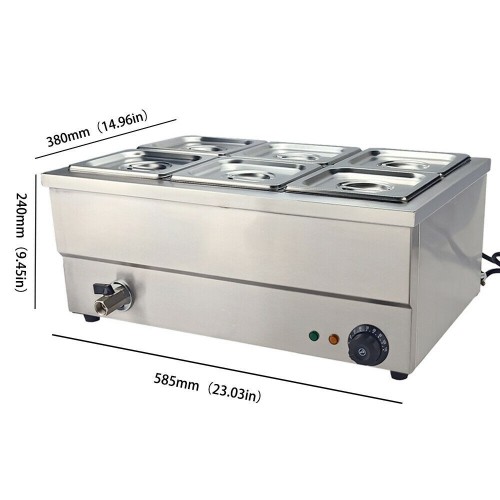 6 Pot Wet Heat Bain Marie WIth Pans &...