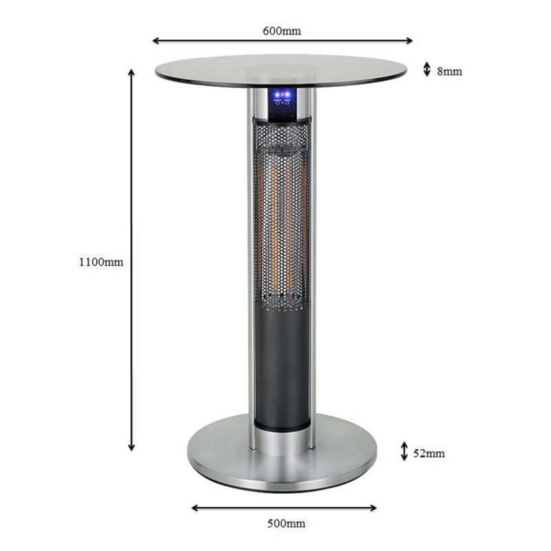 MARA Heated Tall Round Table 600mm Infrared Radiant Heater Bistro