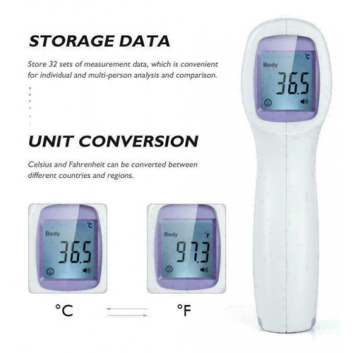 Digital Forehead Thermometer Infrared Gun, Non Contact Temperature Measurement