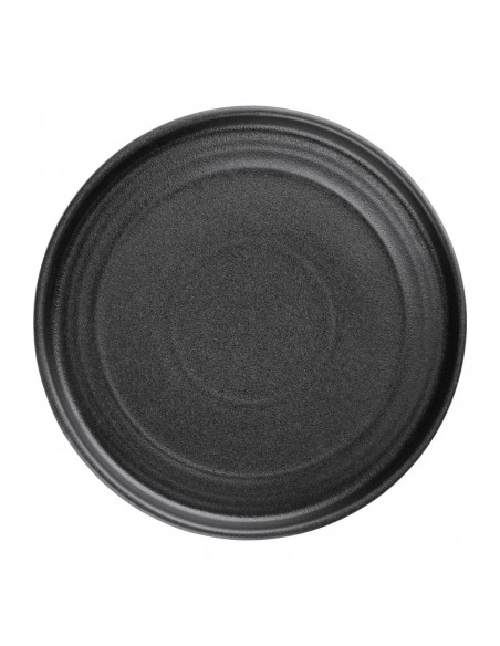 Olympia Cavolo Flat Round Plates Textured Black 180mm (Pack of 6)