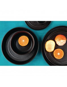 Olympia Cavolo Flat Round Plates Textured Black 180mm (Pack of 6) 2