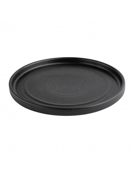 Olympia Cavolo Flat Round Plates Textured Black 180mm (Pack of 6)