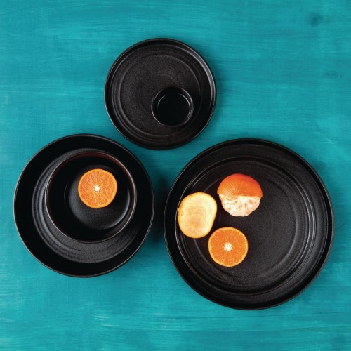 Olympia Cavolo Flat Round Plates Textured Black 180mm (Pack of 6)