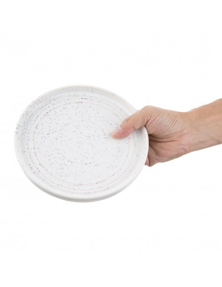 Olympia Cavolo Flat Round Plates White Speckle 180mm (Pack of 6)