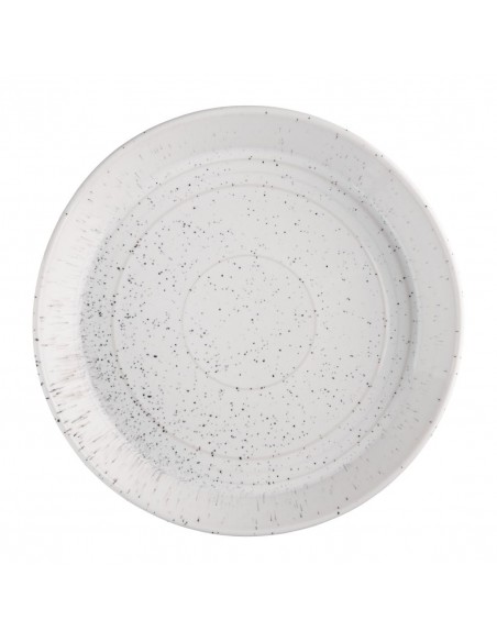 Olympia Cavolo Flat Round Bowls White Speckle 220mm (Pack of 4)