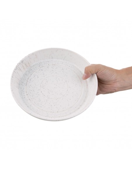 Olympia Cavolo Flat Round Bowls White Speckle 220mm (Pack of 4)