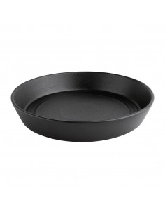 Olympia Cavolo Flat Round Bowls Textured Black 220mm (Pack of 4)