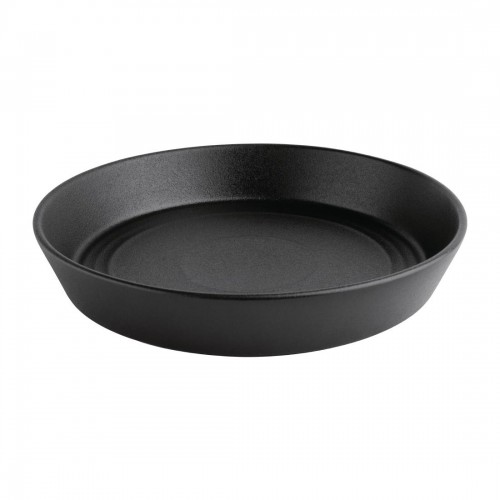 Olympia Cavolo Flat Round Bowls Textured Black 220mm (Pack of 4)