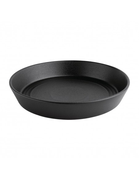 Olympia Cavolo Flat Round Bowls Textured Black 220mm (Pack of 4)