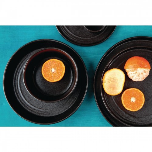Olympia Cavolo Flat Round Bowls Textured Black 220mm (Pack of 4)
