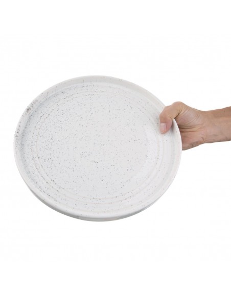 Olympia Cavolo Flat Round Plates White Speckle 270mm (Pack of 4)