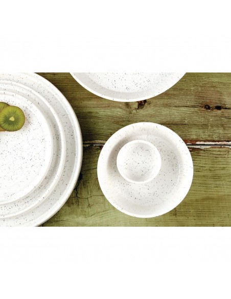 Olympia Cavolo Flat Round Plates White Speckle 270mm (Pack of 4)