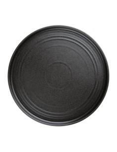 Olympia Cavolo Textured Black Flat Round Plates 270mm (Pack of 4)