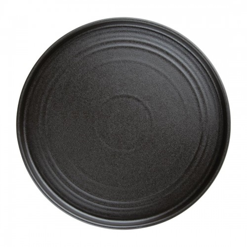 Olympia Cavolo Textured Black Flat Round Plates 270mm (Pack of 4)