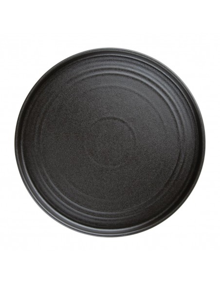 Olympia Cavolo Textured Black Flat Round Plates 270mm (Pack of 4)