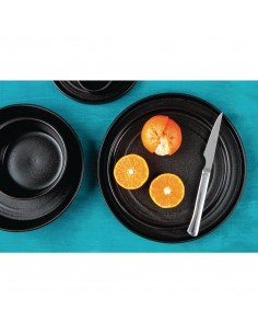 Olympia Cavolo Textured Black Flat Round Plates 270mm (Pack of 4) 2