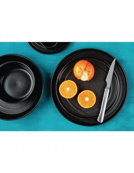 Olympia Cavolo Textured Black Flat Round Plates 270mm (Pack of 4)
