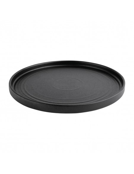 Olympia Cavolo Textured Black Flat Round Plates 270mm (Pack of 4)