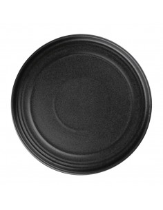 Olympia Cavolo Flat Round Plates Textured Black 220mm (Pack of 6)