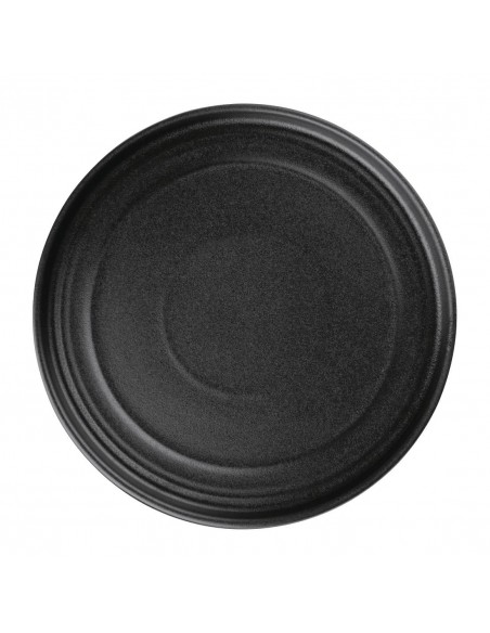 Olympia Cavolo Flat Round Plates Textured Black 220mm (Pack of 6)