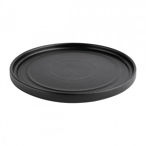 Olympia Cavolo Flat Round Plates Textured Black 220mm (Pack of 6)