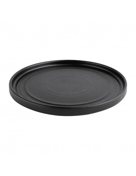 Olympia Cavolo Flat Round Plates Textured Black 220mm (Pack of 6)
