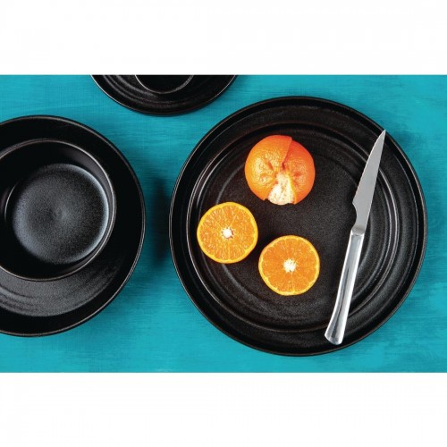 Olympia Cavolo Flat Round Plates Textured Black 220mm (Pack of 6)