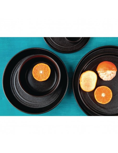 Olympia Cavolo Flat Round Plates Textured Black 220mm (Pack of 6)