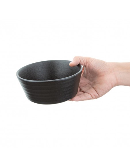 Olympia Cavolo Flat Round Bowls Textured Black 143mm (Pack of 6)