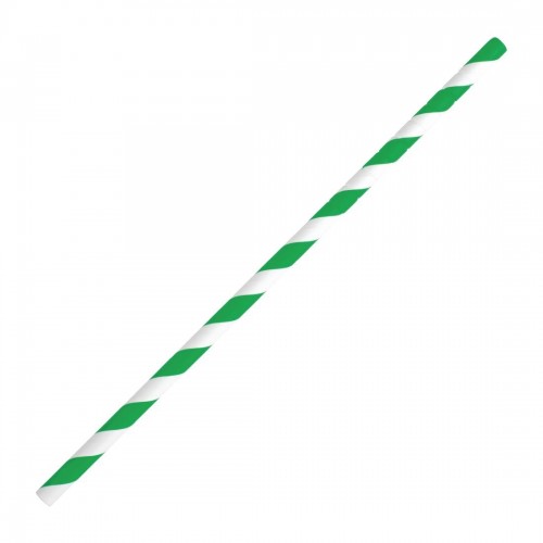 Fiesta Green Compostable Bendy Paper Straws Green Stripes (Pack of 250)