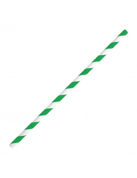 Fiesta Green Compostable Bendy Paper Straws Green Stripes (Pack of 250)