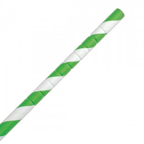 Fiesta Green Compostable Bendy Paper Straws Green Stripes (Pack of 250)