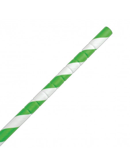 Fiesta Green Compostable Bendy Paper Straws Green Stripes (Pack of 250)